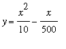 y = x^2/10-x/500