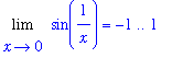 Limit(sin(1/x),x = 0) = -1 .. 1
