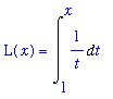 L(x) = Int(1/t,t = 1 .. x)