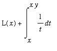 L(x)+Int(1/t,t = x .. x*y)