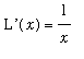 `L'`(x) = 1/x