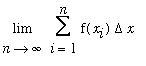 Limit(Sum(f(x[i])*Delta*x,i = 1 .. n),n = infinity)