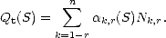           n
Qt(S) =   sum   ak,r(S)Nk,r.
        k=1- r  