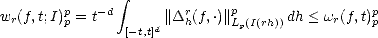                integral 
        p   -d         r     p                p
wr(f,t;I)p = t  [-t,t]d||D h(f,.)||Lp(I(rh))dh < wr(f,t)p  