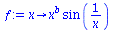 proc (x) options operator, arrow; `*`(`^`(x, b), `*`(sin(`/`(1, `*`(x))))) end proc