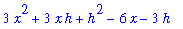 3*x^2+3*x*h+h^2-6*x-3*h