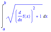 Int((diff(f(x),x)^2+1)^(1/2),x = a .. b)