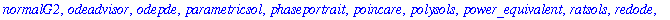 [DEnormal, DEplot, DEplot3d, DEplot_polygon, DFactor, DFactorLCLM, DFactorsols, Dchangevar, GCRD, LCLM, MeijerGsols, PDEchangecoords, RiemannPsols, Xchange, Xcommutator, Xgauge, abelsol, adjoint, auton...