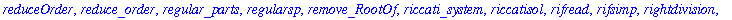 [DEnormal, DEplot, DEplot3d, DEplot_polygon, DFactor, DFactorLCLM, DFactorsols, Dchangevar, GCRD, LCLM, MeijerGsols, PDEchangecoords, RiemannPsols, Xchange, Xcommutator, Xgauge, abelsol, adjoint, auton...