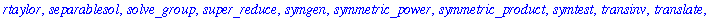 [DEnormal, DEplot, DEplot3d, DEplot_polygon, DFactor, DFactorLCLM, DFactorsols, Dchangevar, GCRD, LCLM, MeijerGsols, PDEchangecoords, RiemannPsols, Xchange, Xcommutator, Xgauge, abelsol, adjoint, auton...