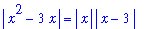 abs(x^2-3*x) = abs(x)*abs(x-3)