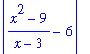 abs((x^2-9)/(x-3)-6)