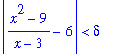 abs((x^2-9)/(x-3)-6) < delta