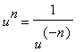 u^n = 1/(u^(-n))