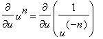 diff(u^n,u) = diff(1/(u^(-n)),u)