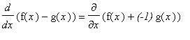 diff(f(x)-g(x),x) = diff(f(x)+`(-1)`*g(x),x)