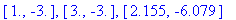 [1., -3.], [3., -3.], [2.155, -6.079]