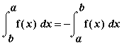 Int(f(x),x = b .. a) = -Int(f(x),x = a .. b)