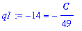 q1 := -14 = -1/49*C