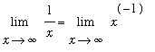 limit(1/x,x = infinity) = limit(x^(-1),x = infinity)