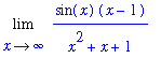 Limit(sin(x)*(x-1)/(x^2+x+1),x = infinity)