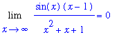 Limit(sin(x)*(x-1)/(x^2+x+1),x = infinity) = 0