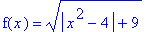 f(x) = (abs(x^2-4)+9)^(1/2)