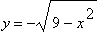y = -sqrt(9-x^2)