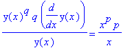 y(x)^q*q*diff(y(x),x)/y(x) = x^p*p/x