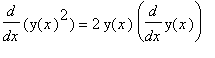 diff(y(x)^2,x) = 2*y(x)*diff(y(x),x)