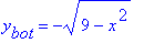 y[bot] = -(9-x^2)^(1/2)