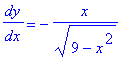 dy/dx = -1/(9-x^2)^(1/2)*x
