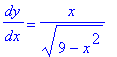 dy/dx = 1/(9-x^2)^(1/2)*x