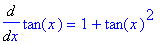 Diff(tan(x),x) = 1+tan(x)^2