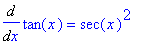 Diff(tan(x),x) = sec(x)^2