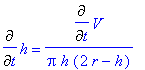Diff(h,t) = 1/Pi/h/(2*r-h)*Diff(V,t)