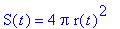 S(t) = 4*Pi*r(t)^2