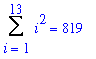 Sum(i^2,i = 1 .. 13) = 819