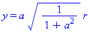 y = a*(1/(1+a^2))^(1/2)*r