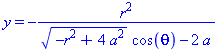 y = -r^2/((-r^2+4*a^2)^(1/2)*cos(theta)-2*a)