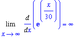 Limit(Diff(exp(1/30*x),x),x = infinity) = infinity