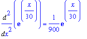 Diff(exp(1/30*x),`$`(x,2)) = 1/900*exp(1/30*x)