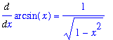 Diff(arcsin(x),x) = 1/((1-x^2)^(1/2))