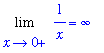 Limit(1/x,x = 0,right) = infinity