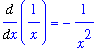 Diff(1/x,x) = -1/(x^2)