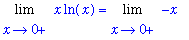 Limit(x*ln(x),x = 0,right) = Limit(-x,x = 0,right)