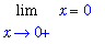 Limit(x,x = 0,right) = 0