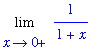 Limit(1/(1+x),x = 0,right)